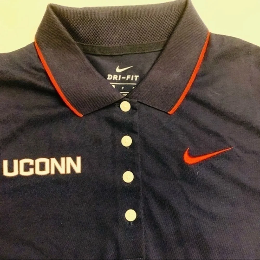 Nike Dri fit UConn Navy Blue Athletic Women’s Short Sleeve Polo Style S NWT NEW - Picture 2 of 7